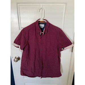 Men's Denim & Flower Short Sleeve Button Up XL